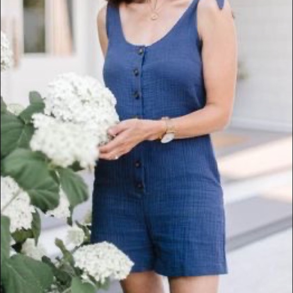 Smash + Tess Blue Button-Up Romper